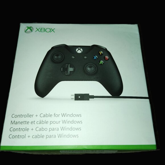 2016 MICROSOFT XBOX BLACK CONTROLLER + CABLE FOR WINDOWS-NEW!! - Picture 1 of 4